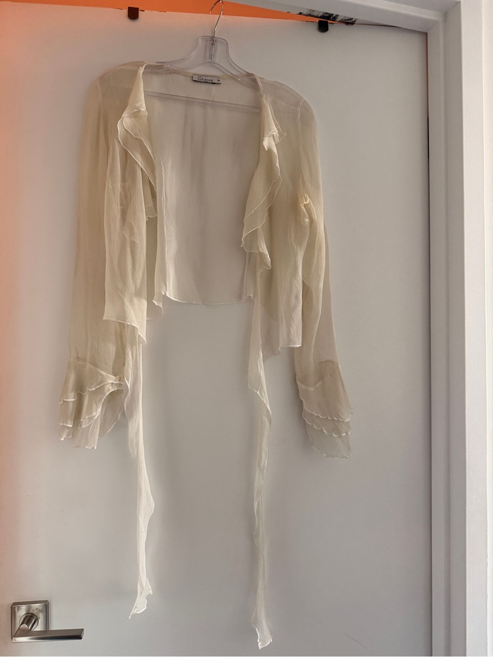 Grama Sheer ivory Blouse in size M
